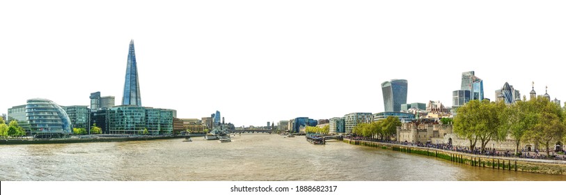 Cityscape Of London (UK) Isolated On White Background