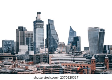 Cityscape of (London, United Kingdom) isolated on white background, modern high rise building and tower. - Powered by Shutterstock