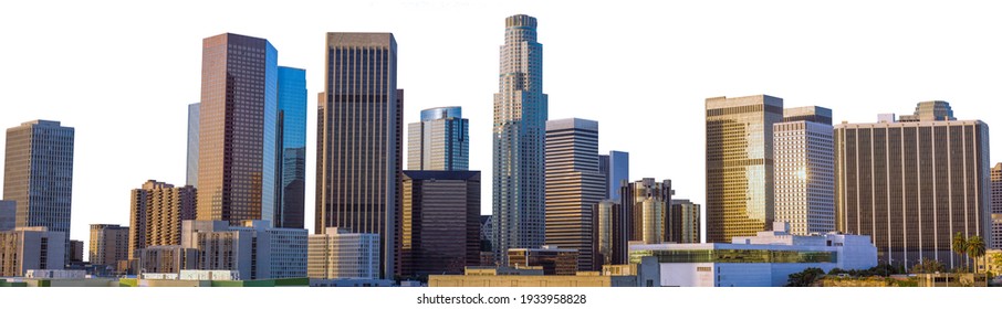 Cityscape of Los Angeles (California, USA) isolated on white background