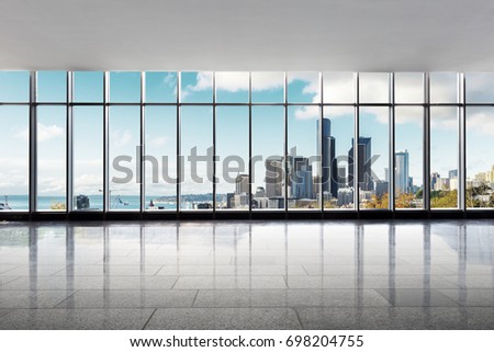 cityscape of los angeles from empty office