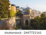 A cityscape of Luxembourg city in Luxembourg, Luxembourg City skyline during beautiful sunrise.