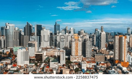 Cityscape of Makati. It is a city in Philippines known for the skyscrapers and shopping malls