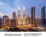 cityscape of Malaysia, background city, skyscrapers such as the Twin Towers, Malaysia, Asia.