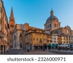 Cityscape of Mantua overlooked by Basilica di Sant