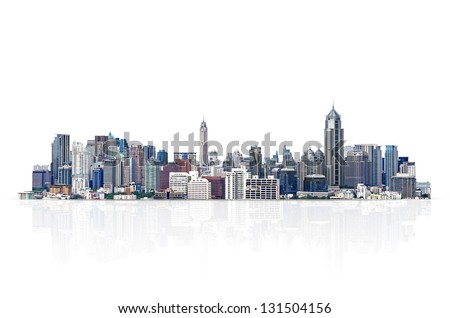 cityscape, modern building on a white background.