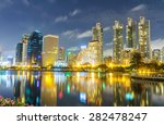 Cityscape night shot from Queen Sirikit National Convention Center, Bangkok, Thailand.