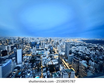 Cityscape Nighttime Aerial Building View - Powered by Shutterstock