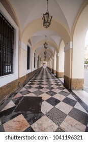 Cityscape Old Town In Cadiz Andalusia Spain, San Juan De Dios Square