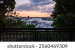 Cityscape on St. Volodymyr Hill in Kyiv at dawn in the early morning hours