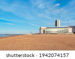 Cityscape of Oostende (Ostend) beach by the North Sea, Belgium.