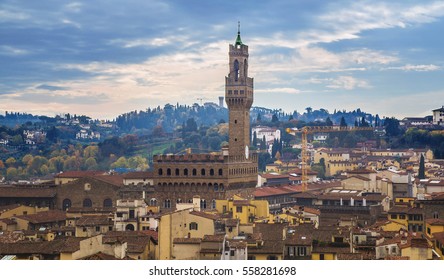 cityscape and the Palazzo Vecchio in Florence, Italy