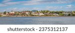 cityscape panorama of Alton in Illinois on a shore of the Mississippi River, a view from the Missouri shore