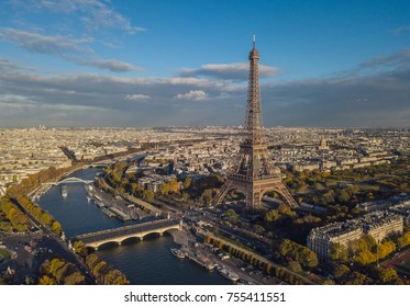 Cityscape Of Paris. Aerial View Of Eiffel Tower