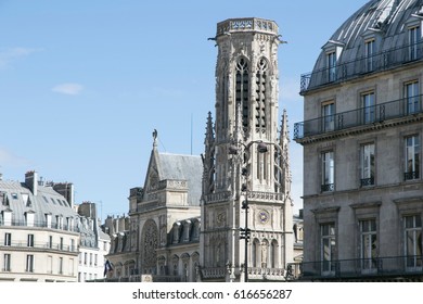 Cityscape In Paris On March 29, 2016 In France Saint Germain Lauxerrois Church Tower