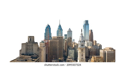 Cityscape of Philadelphia (Pennsylvania, USA) isolated on white background