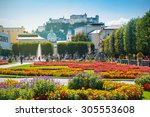 Cityscape of Salzburg from Mirabell Garden in the morning, Austria
