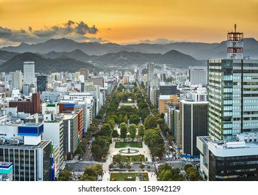 Cityscape Of Sapporo, Japan At Odori Park.