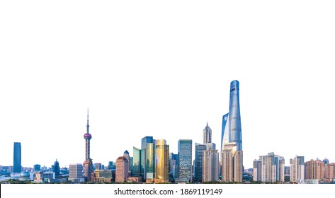 Cityscape of Shanghai (China) isolated on white background