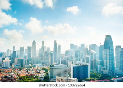 Cityscape Of Singapore. Aerial View