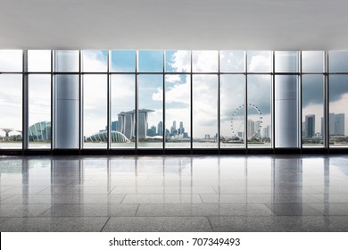 Cityscape Of Singapore By Marina Bay From Empty Office