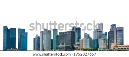 Cityscape of Singapore isolated on white background