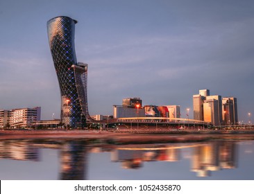 A Cityscape & Skyline Of Capital Gate District Abu Dhabi, UAE