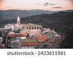 Cityscape of small medieval village in Civitacampomarano, Campobasso, Molise, Italy