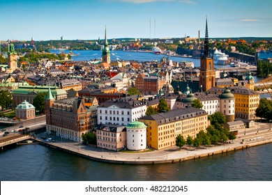 Cityscape of Stockholm. Panorama view of historical part of Stockholm in Sweden