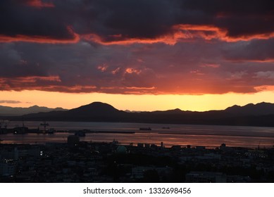 Cityscape at sunset in Hakodate, Hokkaido, Japan