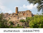 Cityscape of Sutri Ancient town including the Santa Maria Assunta Cathedral, province of Viterbo, Lazio, Italy