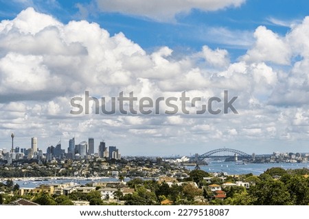 Cityscape of Sydney, Australia.
Operahouse, harbor bridge and tower.