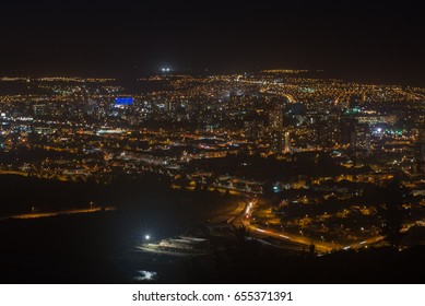 Cityscape Of Temuco Chile At Night.