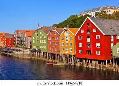 Cityscape of Trondheim, Norway - architecture background