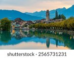 Cityscape of Unterseen in Switzerland.