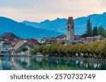 Cityscape of Unterseen in Switzerland.