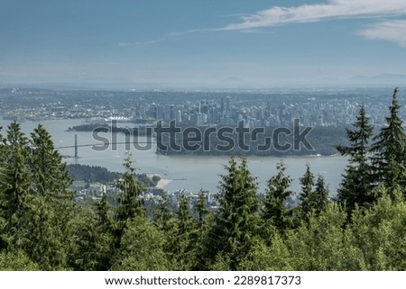 Cityscape of Vancouver from the Cypress lookout in summer