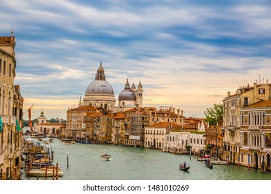 Cityscape of Venice With Grand Canal And Salute Cathedral - Venice, Veneto, Italy, Europe
