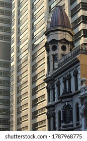 Cityscape Of A Victorian Building And Office Towers With Bush Fire Smoke Haze In Sydney City