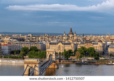 Similar – Image, Stock Photo View of Szechenyi Bridge and St. Stephen Cathedral in Budapest