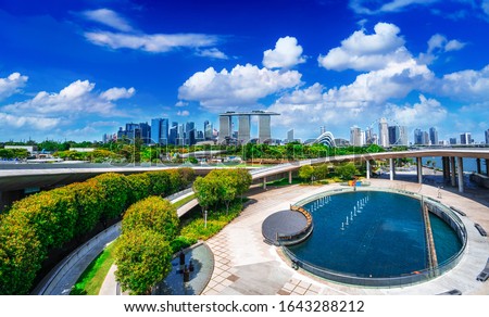 Cityscape view of Singapore from Marina barrage park Singapore