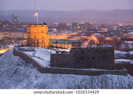 Cityscape of Vilnius, Lithuania on winter. 