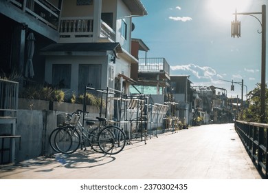Cityscape of walkway along The Mekong River at Chiang Khan, Loei province, THAILAND - Powered by Shutterstock