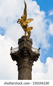 CIUDAD DE MEXICO, MEXICO - SEPTEMBER 19. The Golden A�ngel de la Independencia column and Monument in Ciudad de Mexico on September 19, 2011. 