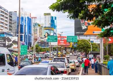 Ciudad Del Este - Ciudad Del Este - Paraguay - Apr 22 2022: Partial View Of The Micro Center Of Ciudad Del Este