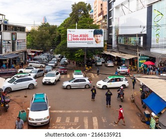 Ciudad Del Este - Ciudad Del Este - Paraguay - Apr 22 2022: Partial View Of The Micro Center Of Ciudad Del Este