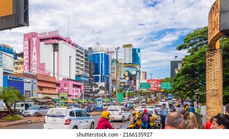 Ciudad Del Este - Ciudad Del Este - Paraguay - Apr 22 2022: Partial View Of The Micro Center Of Ciudad Del Este