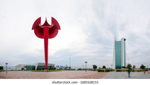 Ciudad Victoria, Tamaulipas, Mexico - July 2, 2019: The Park And Tower Bicentenario, Government Building Of The State