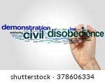 Civil disobedience word cloud concept with demonstration protest related tags