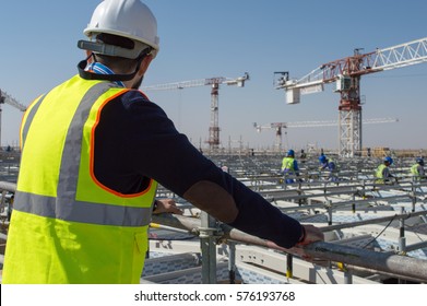 Civil Engineer During A Site Visit Checking Skylight Roof Activities