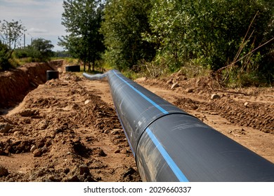 Civil Engineering. The Welded Lash Of The Water Pipe Lies Before Installation